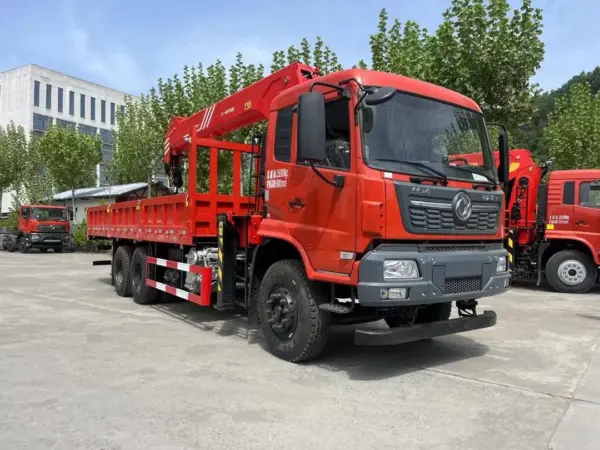dongfeng-tianjin-6x4-12-ton-truck-mounted-crane-sany-palfinger-front-right-three-quarter-view DONGFENG Tianjin 6×4 12 Ton Truck Mounted Crane with SANY PALFINGER